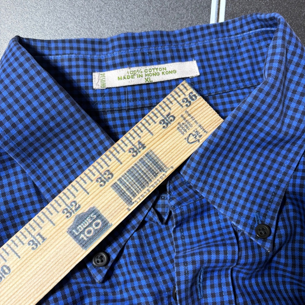 Orvis Shirt Mens XL Blue Black Micro Check Cotton Long Sleeve Button Down Pocket - Picture 6 of 7